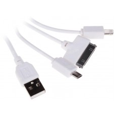 Кабель DEXP micro USB, Lightning 8-pin, 30-pin Apple - USB белый 1.5 м