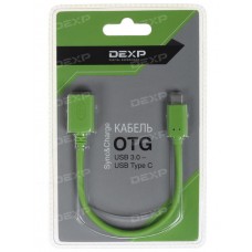 Кабель OTG DEXP USB Type-C - USB зеленый 0.15 м