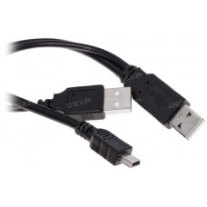 Кабель DEXP mini USB - USB x2 черный 2 м